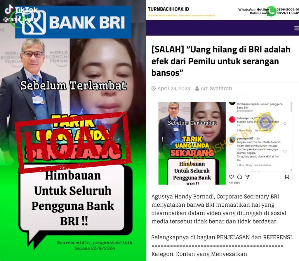 Hoax Penarikan Uang Nasabah BRI